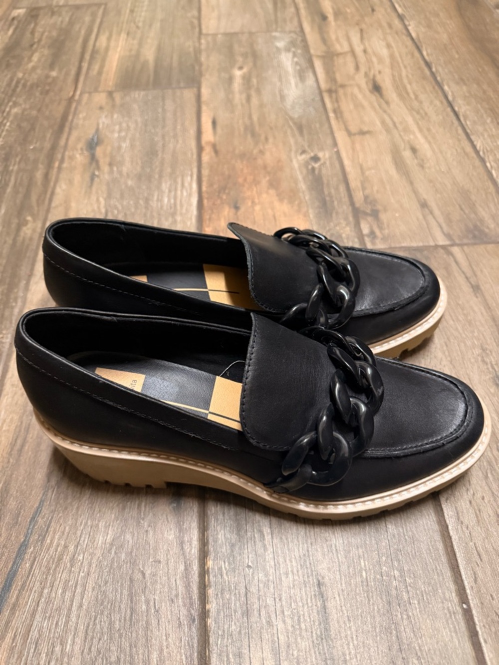 Dolce Vita Black Chain-Accent Loafers